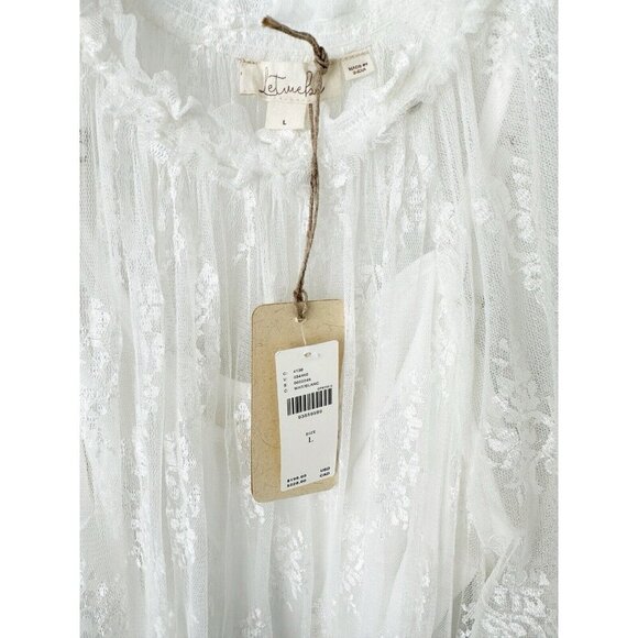 NWT Anthropologie Let Me Be Short-Sleeve Ruffle Maxi Dress L Lace White Romantic - Picture 10 of 11